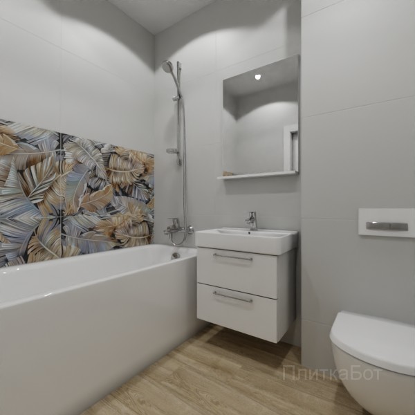 ALMA ceramica 2026, Спектор, Два декора над ванной и основная плитка, палубная