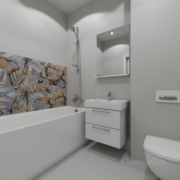 ALMA ceramica 2026, Спектор, Два декора над ванной и основная плитка №1