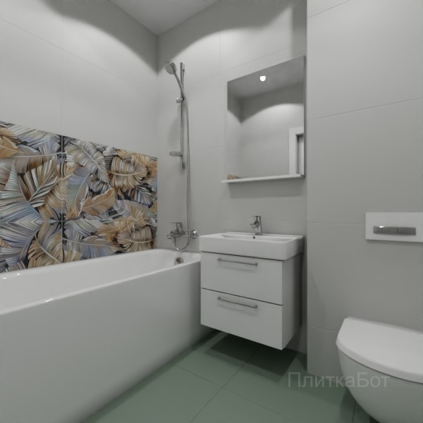 ALMA ceramica 2026, Спектор, Два декора над ванной и основная плитка №2