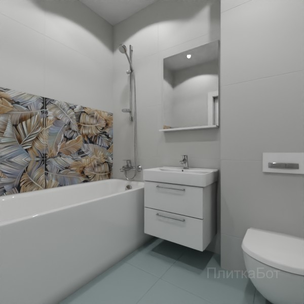 ALMA ceramica 2026, Спектор, Два декора над ванной и основная плитка №3