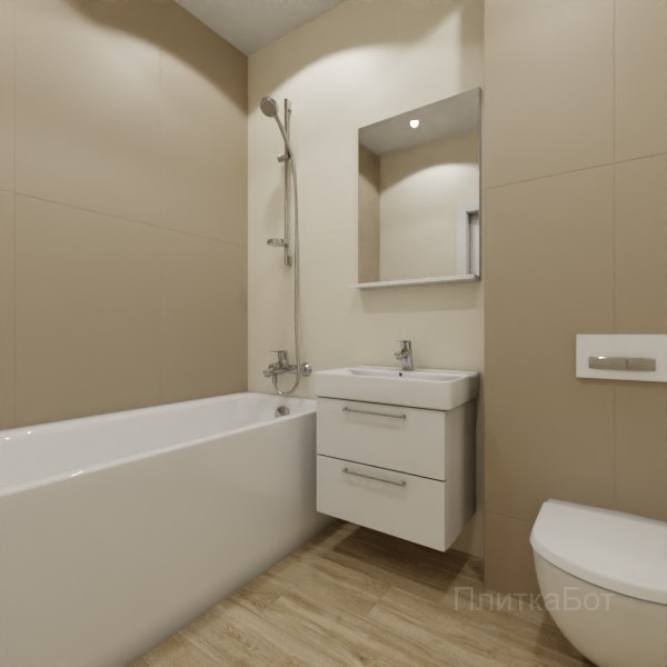 ALMA ceramica 2026, Спектор (беж), Контрастные стены вертикально, контраст у инсталляции, палубная №1