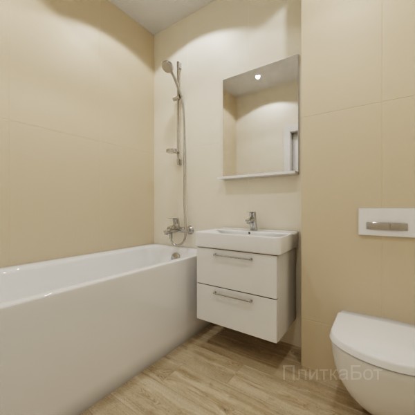 ALMA ceramica 2026, Спектор (беж), Контрастные стены вертикально, контраст у инсталляции, палубная №3
