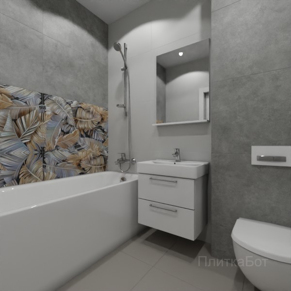 ALMA ceramica 2026, Спектор (сер), Два декора над ванной, контраст у инсталляции №4