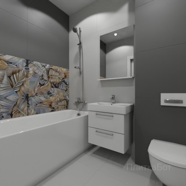 ALMA ceramica 2026, Спектор (сер), Два декора над ванной, контраст у инсталляции №5