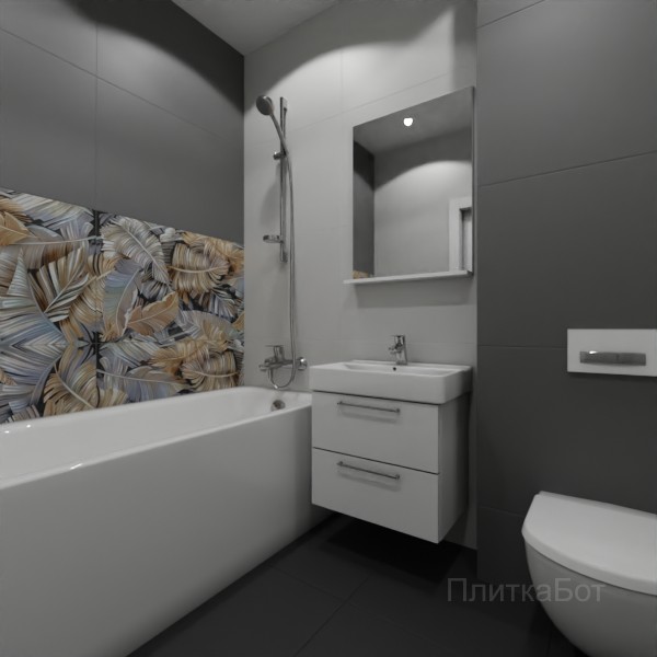 ALMA ceramica 2026, Спектор (сер), Два декора над ванной, контраст у инсталляции №6