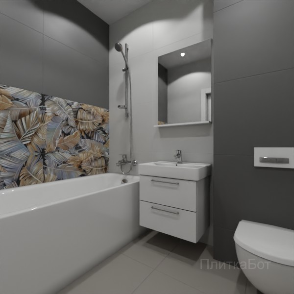 ALMA ceramica 2026, Спектор (сер), Два декора над ванной, контраст у инсталляции №8