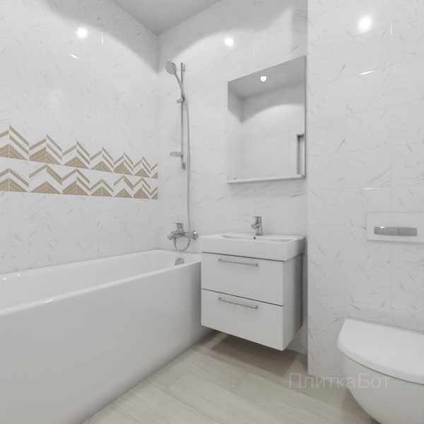 ALMA ceramica 2026, Токио, Два декора над ванной, контраст у инсталляции, палубная №1