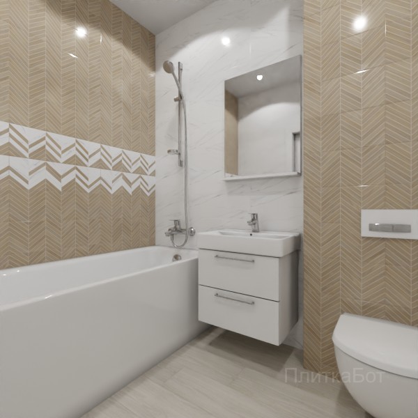 ALMA ceramica 2026, Токио, Два декора над ванной, контраст у инсталляции, палубная №3