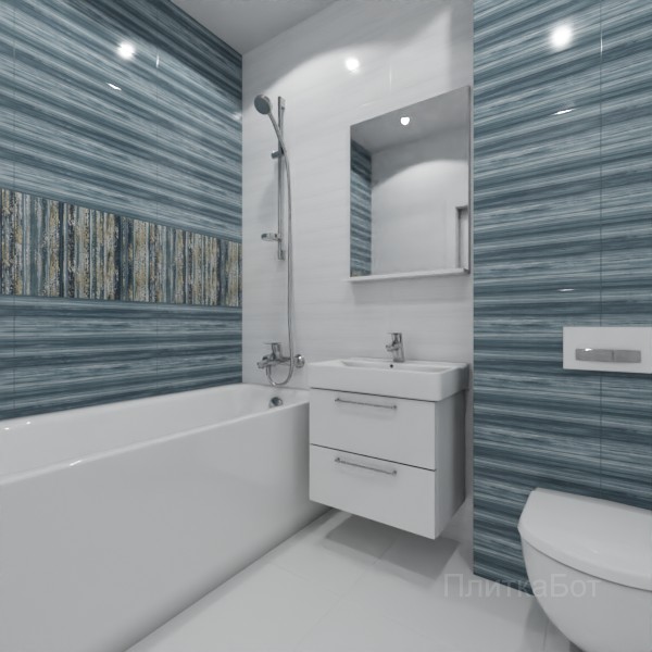 ALMA ceramica 2026, Тори, Два декора над ванной, контраст у инсталляции №4