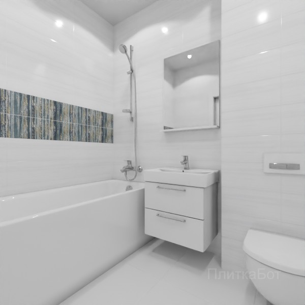 ALMA ceramica 2026, Тори, Два декора над ванной и основная плитка