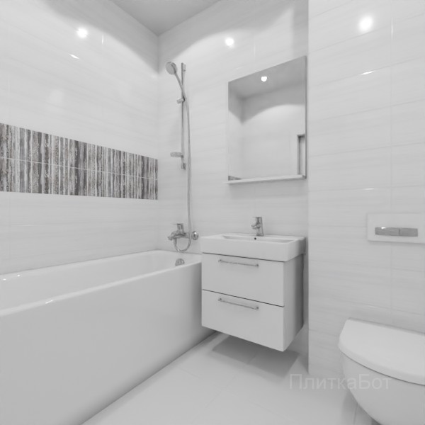 ALMA ceramica 2026, Тори (сер), Два декора над ванной и основная плитка