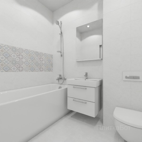 ALMA ceramica 2026, Тревис, Два декора над ванной и основная плитка