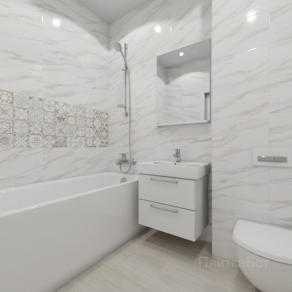 ALMA ceramica 2026, Варадеро, Два декора над ванной и основная плитка, палубная