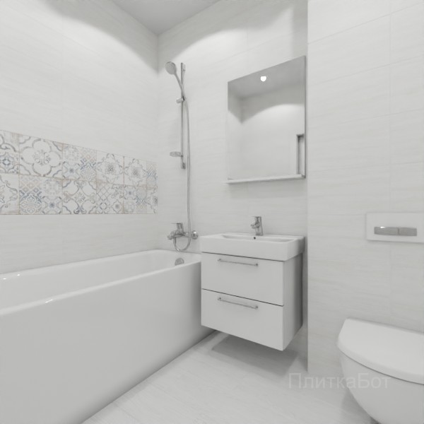 ALMA ceramica 2026, Венеция, Два декора над ванной и основная плитка, палубная