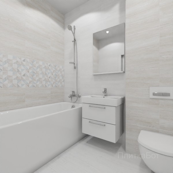 ALMA ceramica 2026, Вуд, Два декора над ванной, контраст у инсталляции, палубная №1