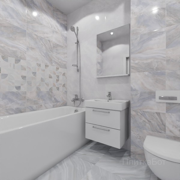 AltaCera 2026, Пальмира, Два декора над ванной, контраст у инсталляции