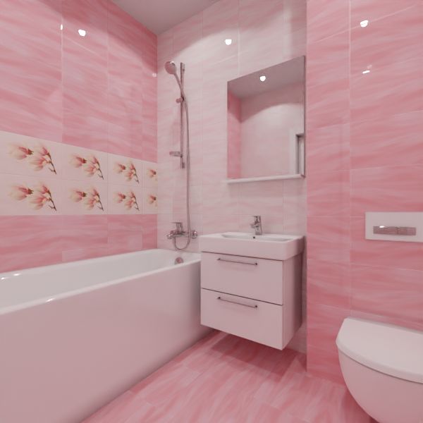 Axima, Агата розовая, Два декора над ванной № 1