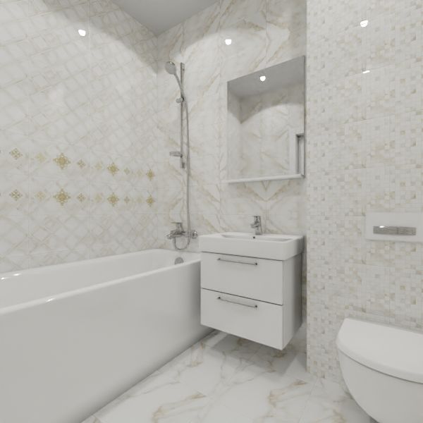 Global Tile, Calacatta Gold, Два декора над ванной № 2
