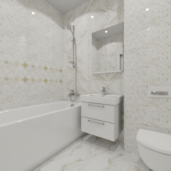 Global Tile, Calacatta Gold, Два декора над ванной № 4