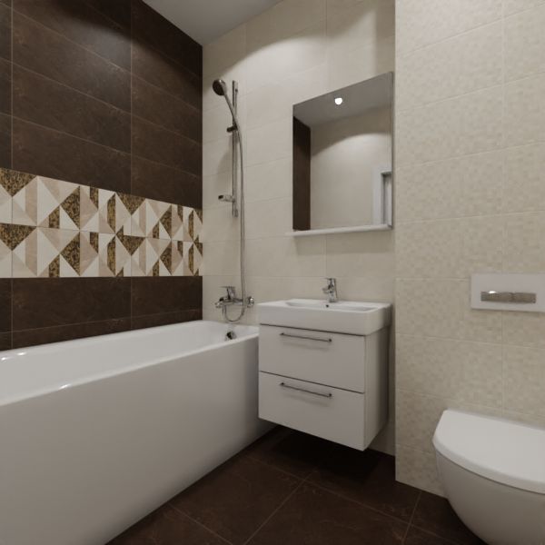Global Tile, Fiori beige, Два декора над ванной № 3