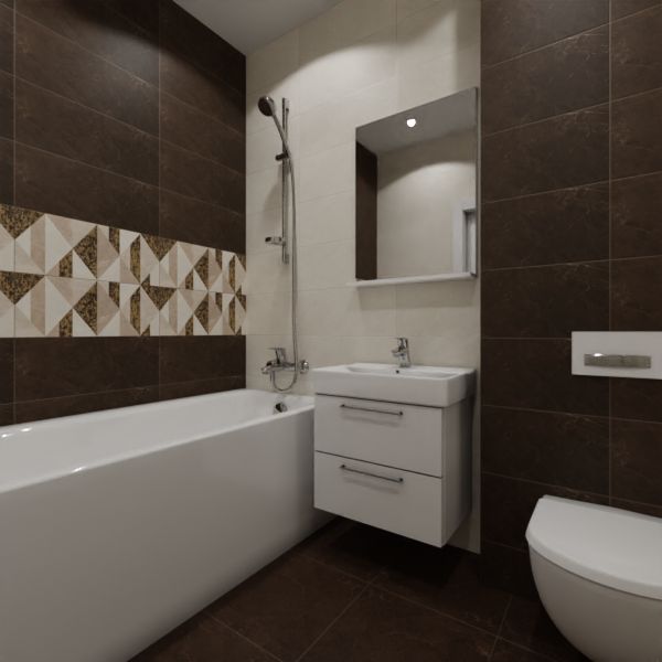 Global Tile, Fiori beige, Два декора над ванной № 4