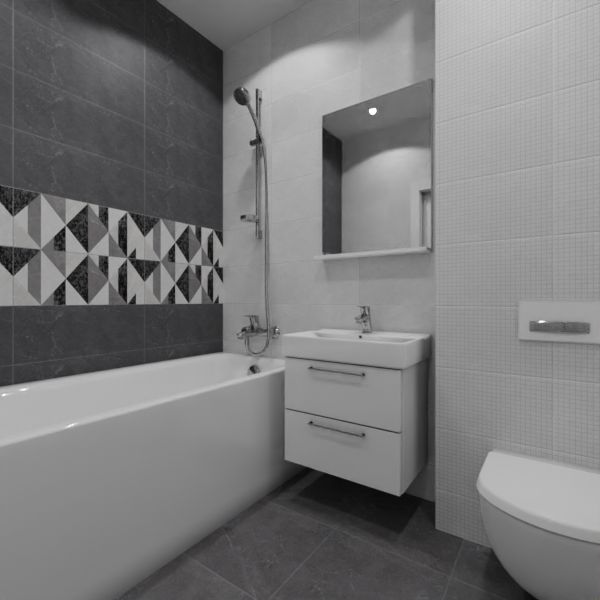 Global Tile, Fiori gray, Два декора над ванной № 4
