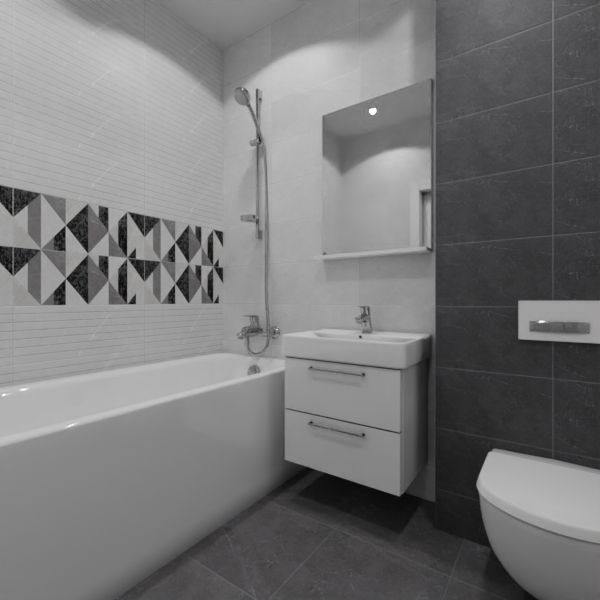 Global Tile, Fiori gray, Два декора над ванной № 5