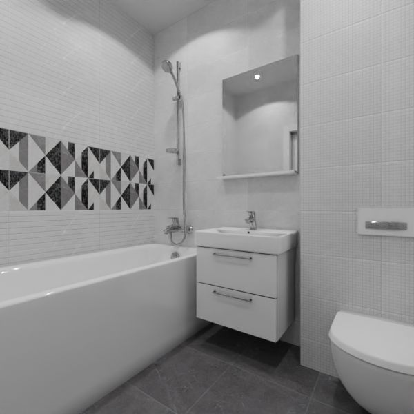 Global Tile, Fiori gray, Два декора над ванной № 8