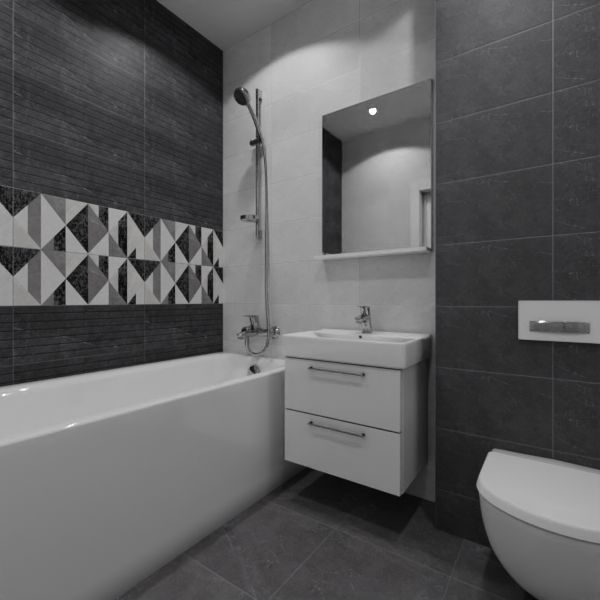 Global Tile, Fiori gray, Два декора над ванной № 9