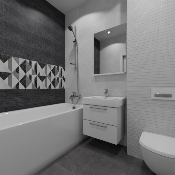Global Tile, Fiori gray, Два декора над ванной №10