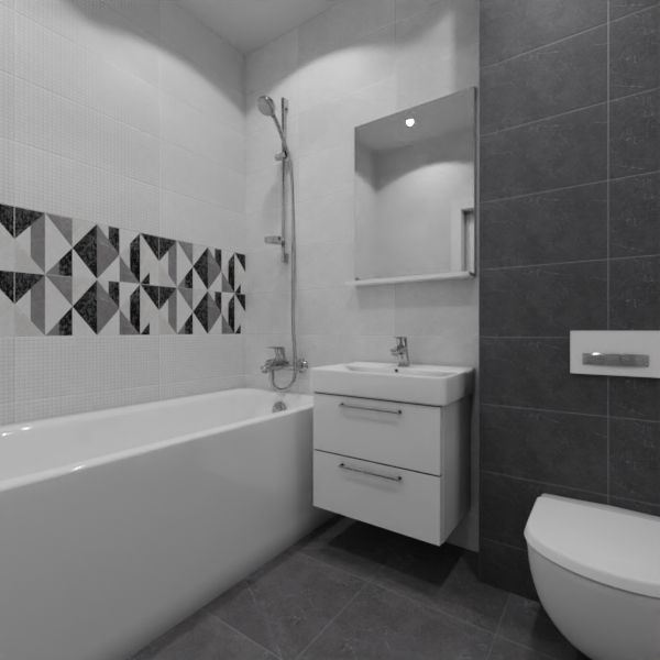 Global Tile, Fiori gray, Два декора над ванной №13