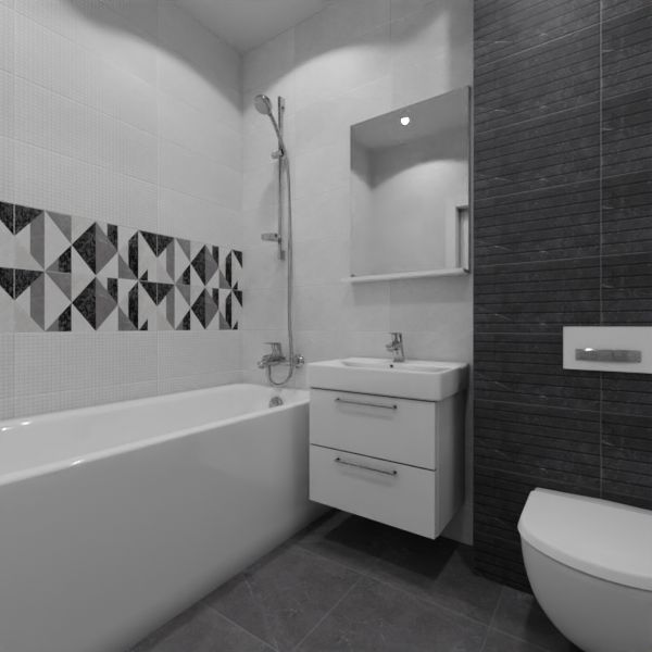 Global Tile, Fiori gray, Два декора над ванной №15