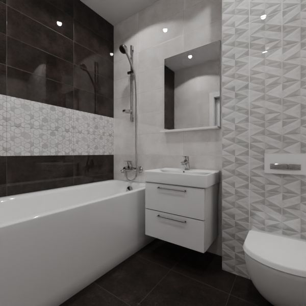 Global Tile, Nuar geometry, Два декора над ванной № 2