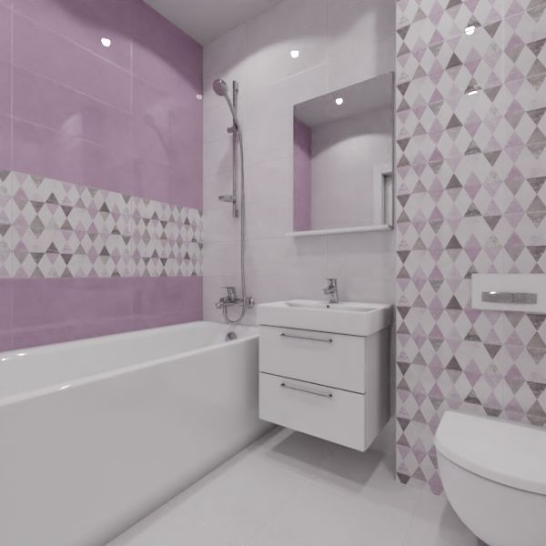 Global Tile, Viola rombus, Два декора над ванной № 1