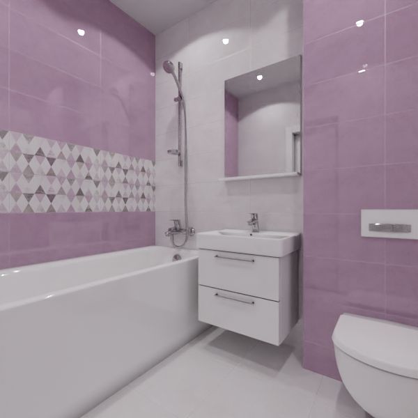 Global Tile, Viola rombus, Два декора над ванной № 2