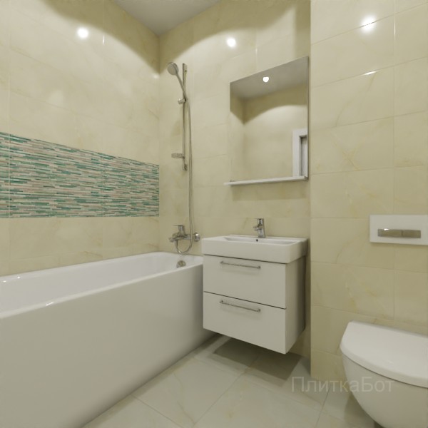 Gracia Ceramica, Capri, Два декора над ванной и основная плитка