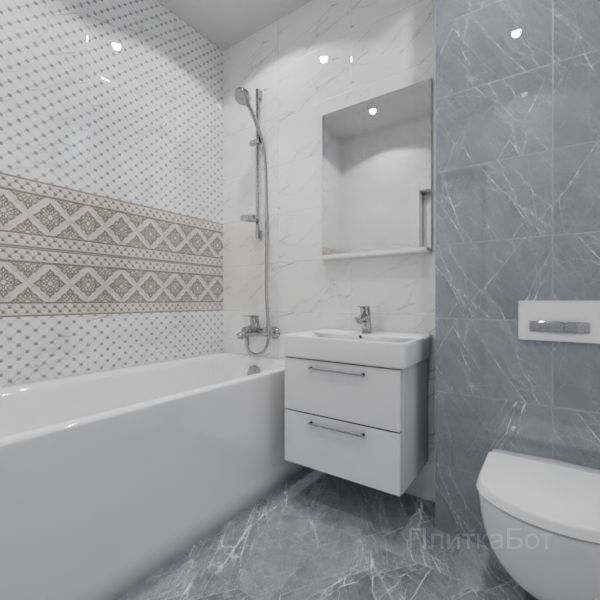 Gracia Ceramica, Elegance (серый), Два декора над ванной № 5