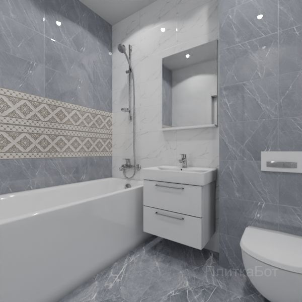 Gracia Ceramica, Elegance (серый), Два декора над ванной № 1