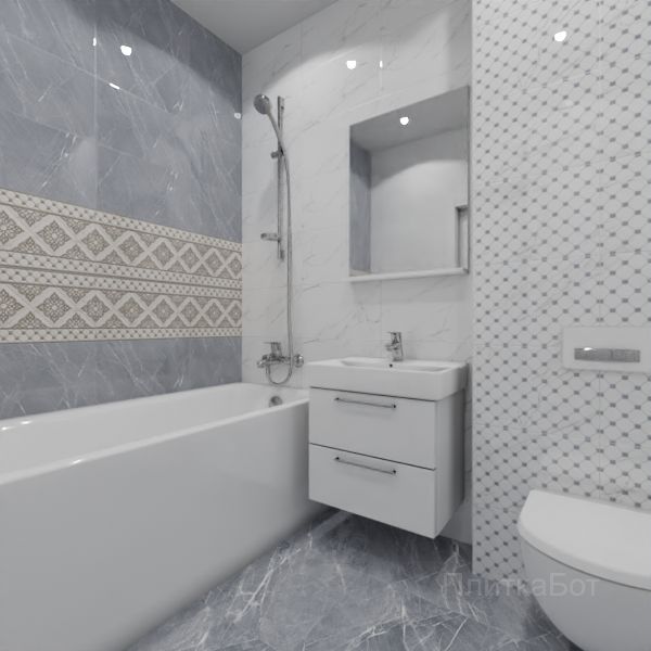 Gracia Ceramica, Elegance (серый), Два декора над ванной № 2