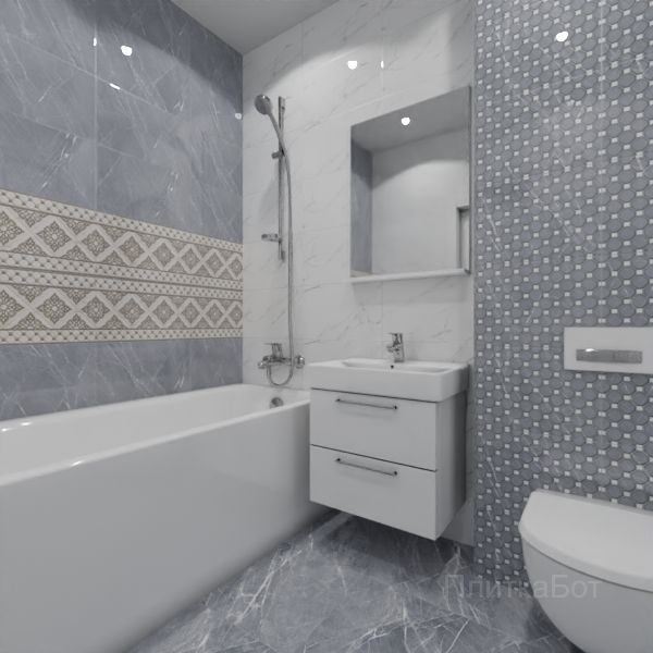 Gracia Ceramica, Elegance (серый), Два декора над ванной № 3