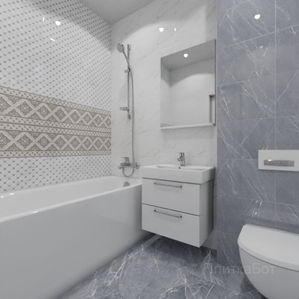 Gracia Ceramica, Elegance (серый), Два декора над ванной № 5