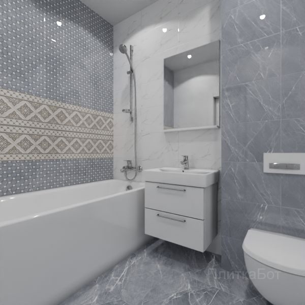 Gracia Ceramica, Elegance (серый), Два декора над ванной № 9