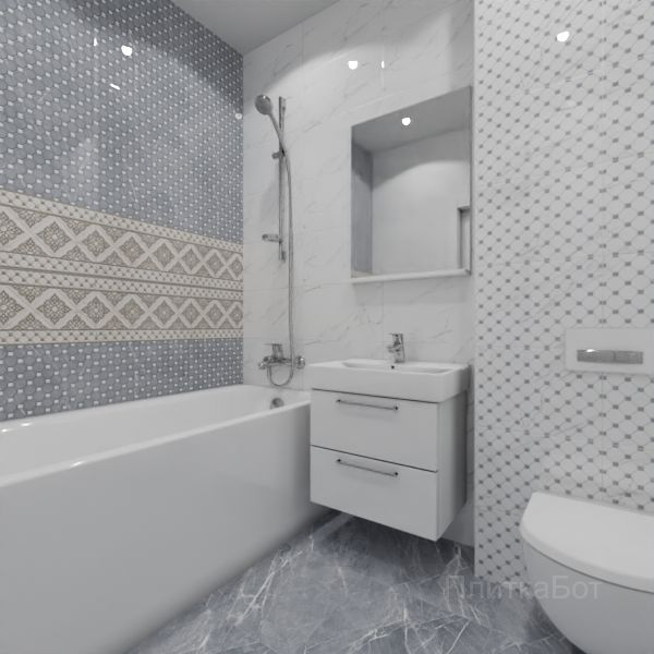 Gracia Ceramica, Elegance (серый), Два декора над ванной №10