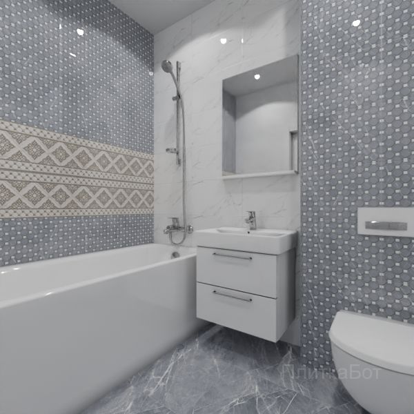 Gracia Ceramica, Elegance (серый), Два декора над ванной №11