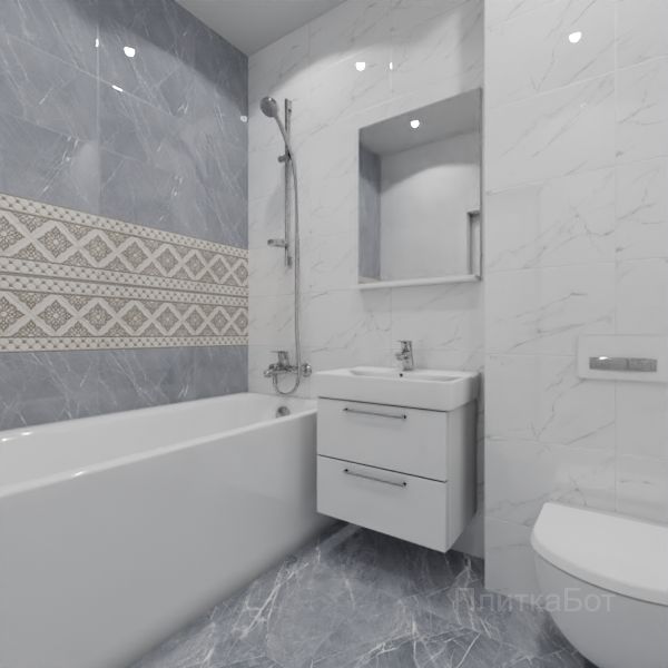 Gracia Ceramica, Elegance (серый), Два декора над ванной № 4