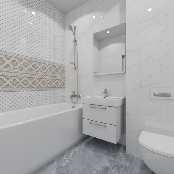 Gracia Ceramica, Elegance (серый), Два декора над ванной № 8