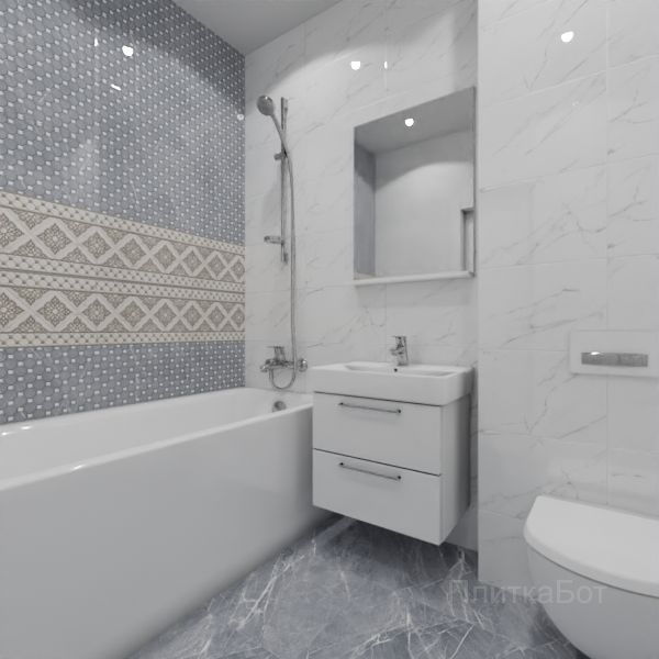 Gracia Ceramica, Elegance (серый), Два декора над ванной №12