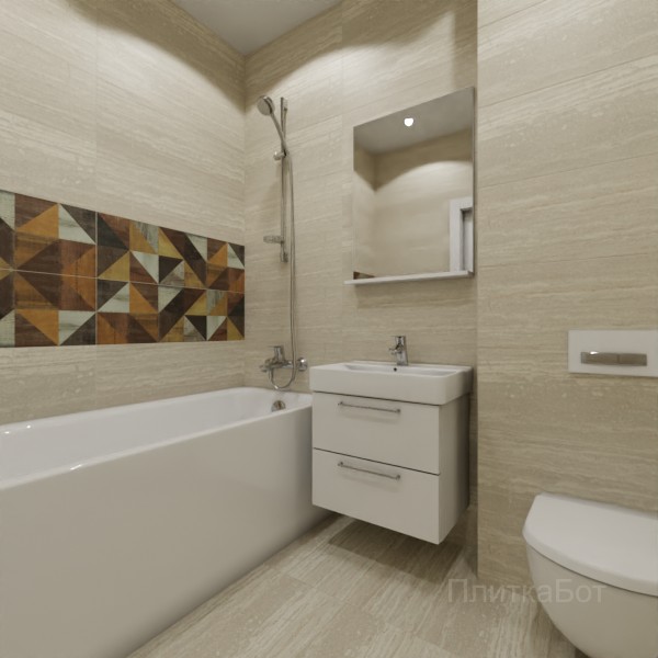 Gracia Ceramica, Ottavia, Два декора над ванной и основная плитка