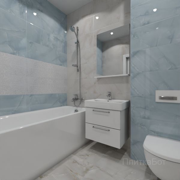 Gracia Ceramica, Stazia (голубой), Два декора над ванной № 1