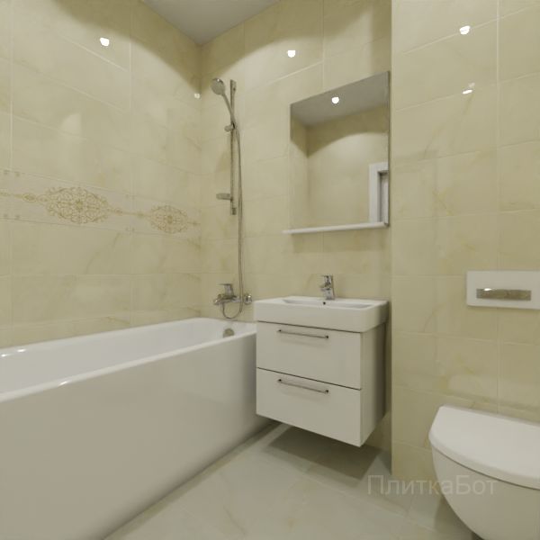 Gracia Ceramica, Visconti, Декор над ванной и основная плитка № 1